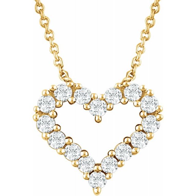 14K Yellow 1/4 CTW Diamond Heart 18" Necklace 1