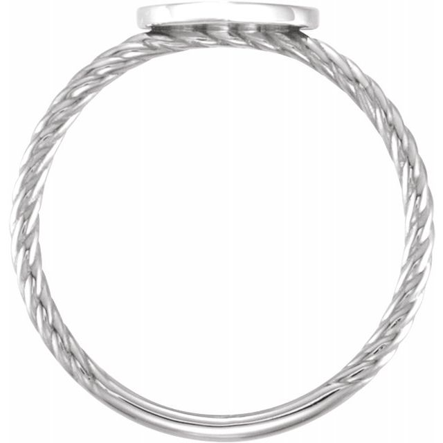 14K White Heart Engravable Rope Ring 2