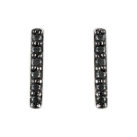 14K White 1/10 CTW Black Diamond Bar Earrings 2