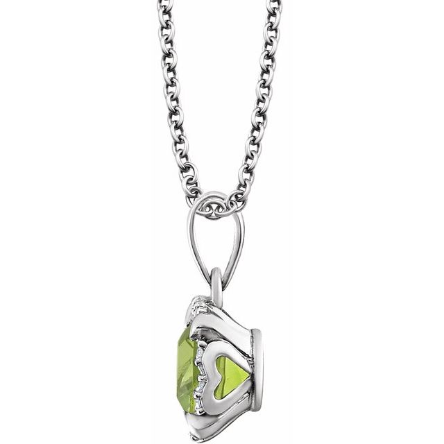 14K White Peridot & .05 CTW Diamond 18