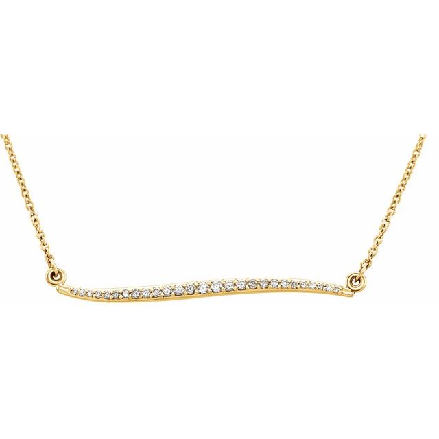 14K White 1/6 CTW Diamond Curvilinear Bar 17.5" Necklace 1