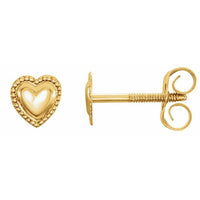 14K Yellow Heart Earrings 1