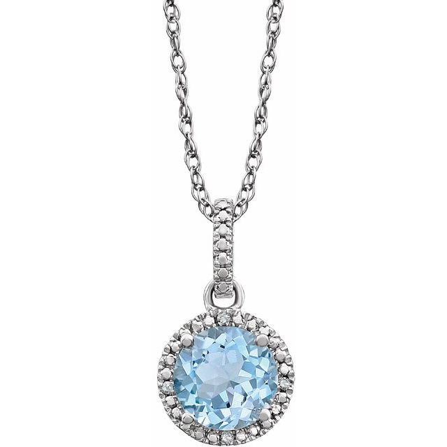 Sterling Silver Sky Blue Topaz & .01 CTW Diamond 18" Necklace 1