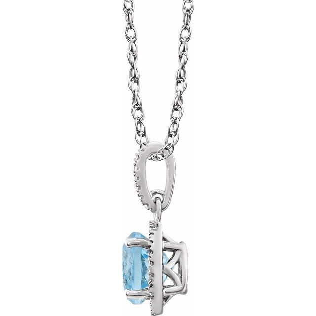 Sterling Silver Sky Blue Topaz & .01 CTW Diamond 18" Necklace 2