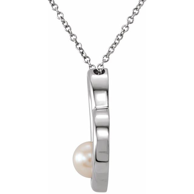 Platinum Freshwater Cultured Pearl Heart 18" Necklace 2