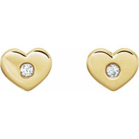 14K Yellow .06 CTW Diamond Heart Earrings 2