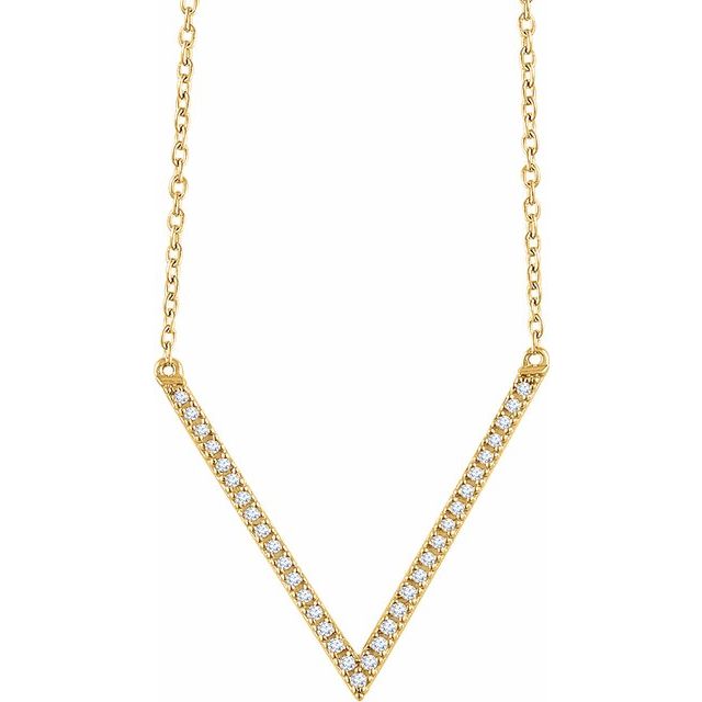 14K Yellow 1/6 CTW Diamond "V" 16-18" Necklace 1