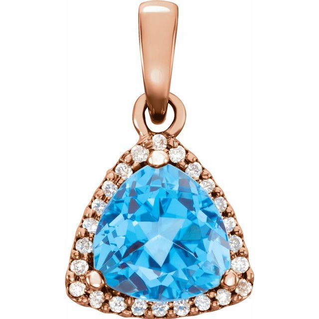 14K Rose Swiss Blue Topaz & 1/10 CTW Diamond Pendant 1