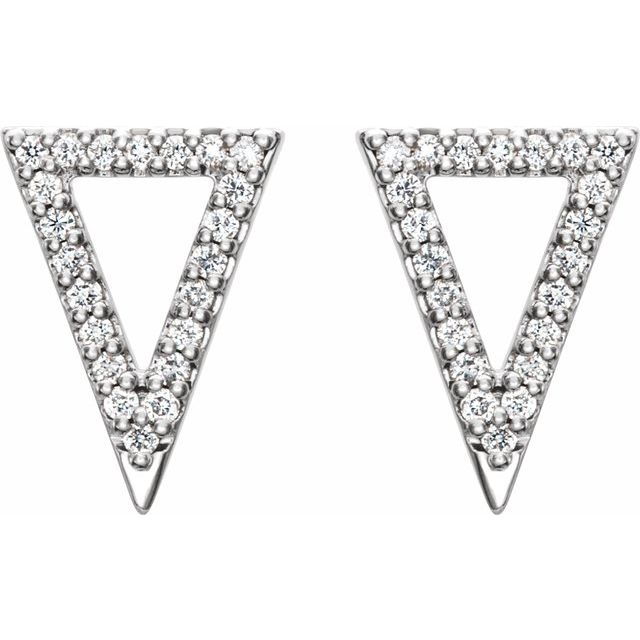 14K White 1/4 CTW Diamond Triangle Earrings 2