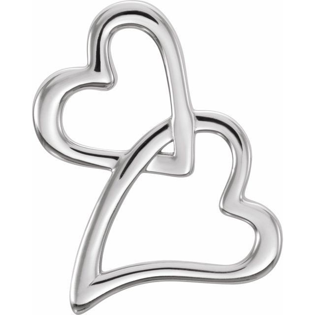 14K White Double Heart Slide Pendant 1