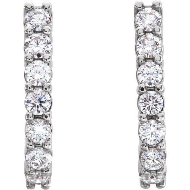 14K White 1 3/8 CTW Diamond J-Hoop Earrings 2