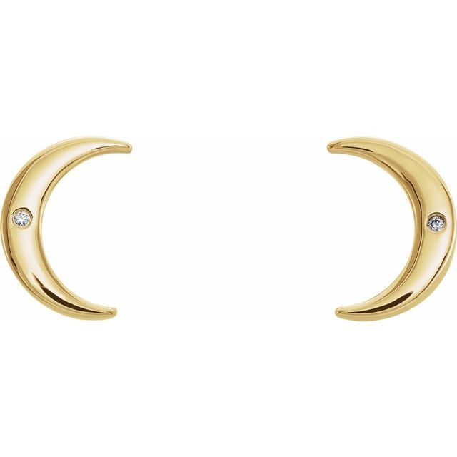 14K Yellow .005 CTW Diamond Crescent Earrings 2