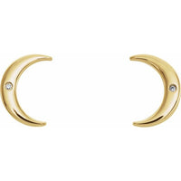 14K Yellow .005 CTW Diamond Crescent Earrings 2