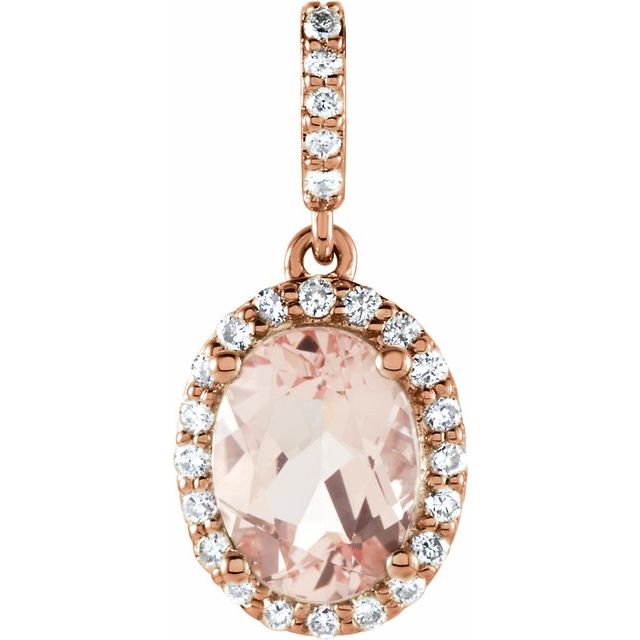 14K Rose Morganite & 1/6 CTW Diamond Pendant 1