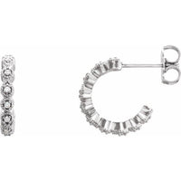 14K White 1/10 CTW Diamond Hoop Earrings 1