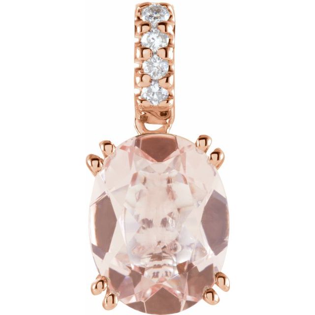 14K Rose Morganite & .04 CTW Diamond Pendant 1