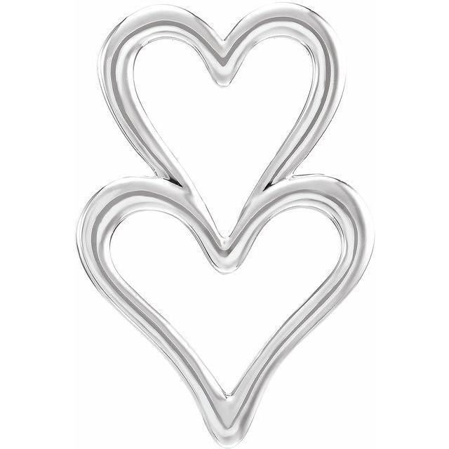 Sterling Silver Double Heart Slide Pendant 1