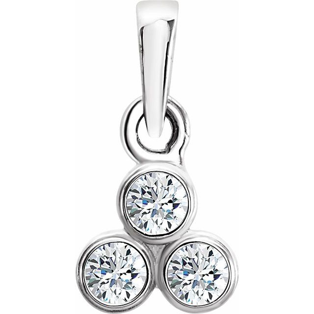 14K White 1/10 CTW Diamond 3-Stone Pendant 1