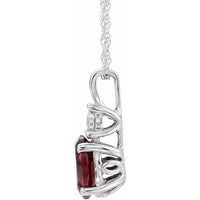 14K White Mozambique Garnet & .02CTW Diamond 18" Necklace 2