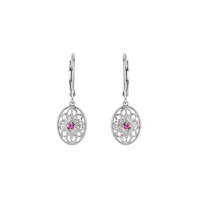 Sterling Silver Ruby Lever Back Earrings 2