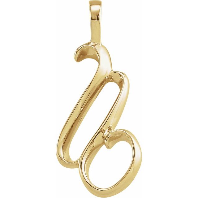 14K Yellow 29.7x12.9 mm Freeform Pendant 1