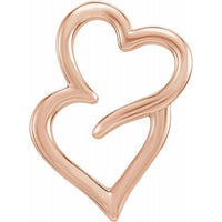 14K Rose Double Heart Slide Pendant 1