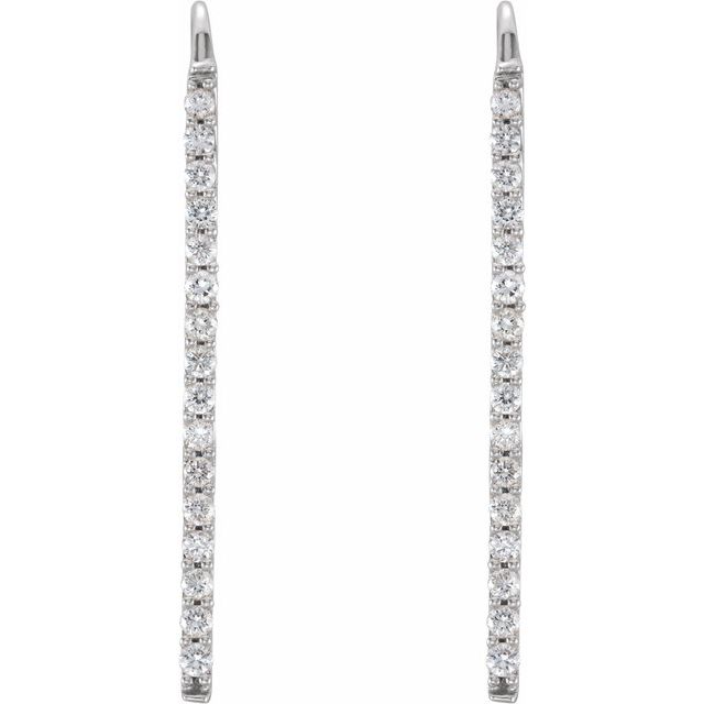 14K White 1/3 CTW Diamond Bar Earrings 2