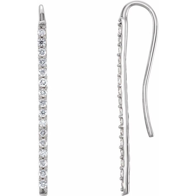 14K White 1/3 CTW Diamond Bar Earrings 1