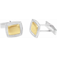 Sterling Silver & 14K Yellow 14x16 mm Square Cuff Links 2