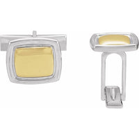 Sterling Silver & 14K Yellow 14x16 mm Square Cuff Links 1