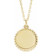 14K Yellow Engravable Beaded Disc 16-18" Necklace 1