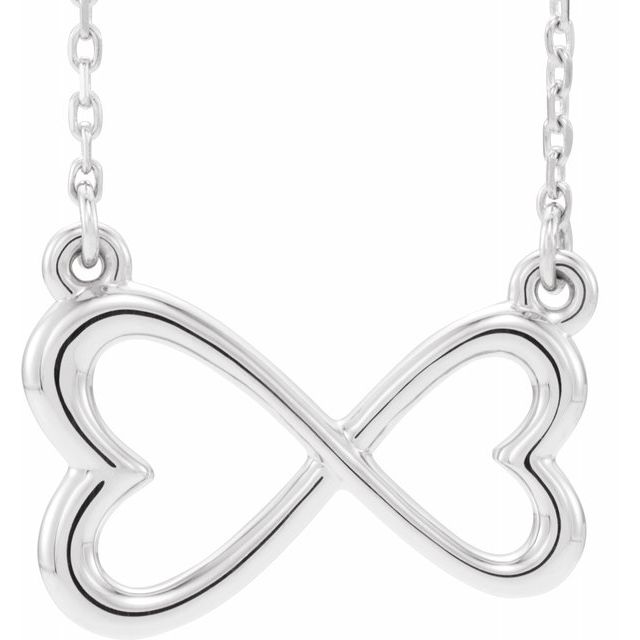 14K White Infinity-Inspired Heart 16-18" Necklace 1