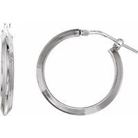 Sterling Silver 20 mm Round Knife Edge Tube Style Hoop Earrings 1