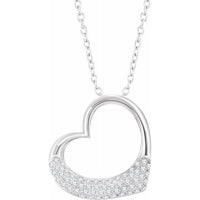 14K White 1/5 CTW Diamond Heart 16-18" Necklace 1