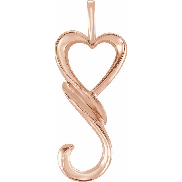 14K Rose 32.5x12.75 mm Heart Pendant 1