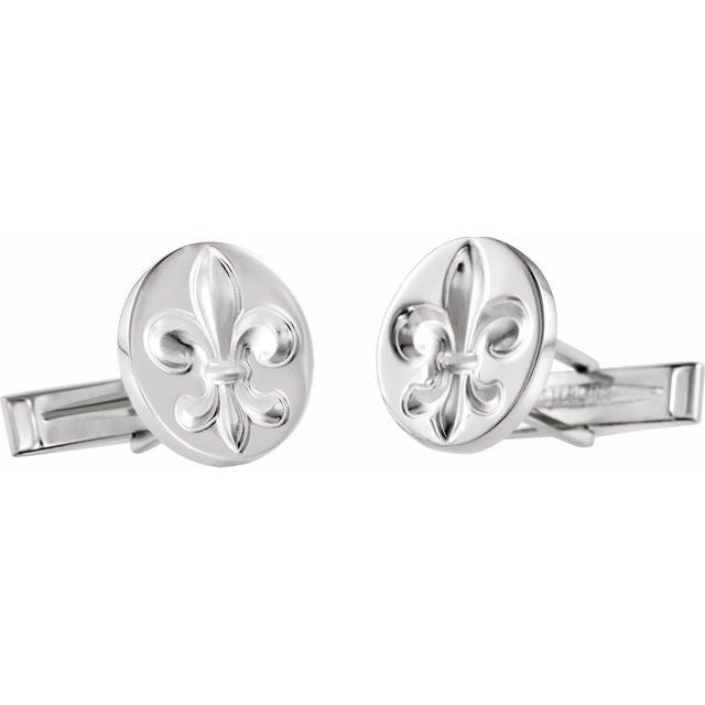 Sterling Silver Fleur De Lis Cuff Links 3