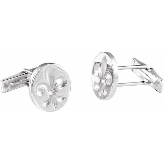 Sterling Silver Fleur De Lis Cuff Links 1