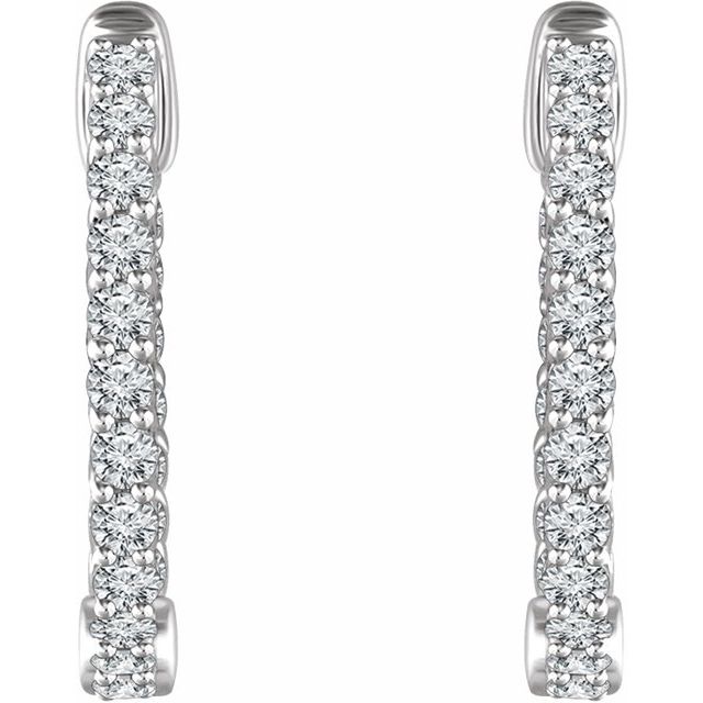 14K White 1 CTW Diamond Inside/Outside 20.1 mm Hoop Earrings 2