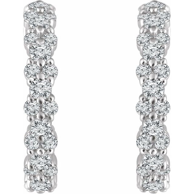 14K White 5/8 CTW Diamond Hoop Earrings 2