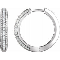 14K White 3/4 CTW Diamond Hoop Earrings 1