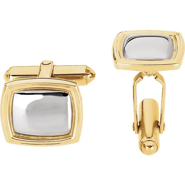 14K Yellow/White 14x16 mm Square Cuff Links 1