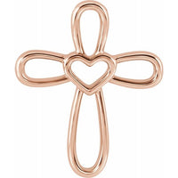 14K Rose Cross with Heart Pendant 1