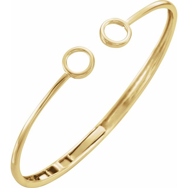 14K Yellow Hinged Circle Cuff 7" Bracelet 3