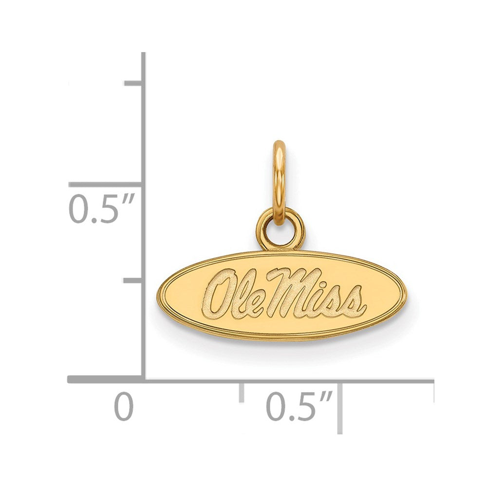 Sterling Silver Gold-plated LogoArt University of Mississippi Ole Miss Extra Small Oval Pendant