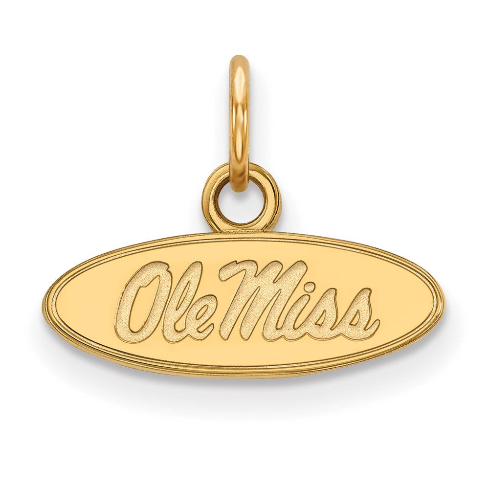 Sterling Silver Gold-plated LogoArt University of Mississippi Ole Miss Extra Small Oval Pendant