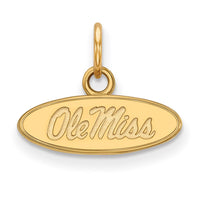 Sterling Silver Gold-plated LogoArt University of Mississippi Ole Miss Extra Small Oval Pendant