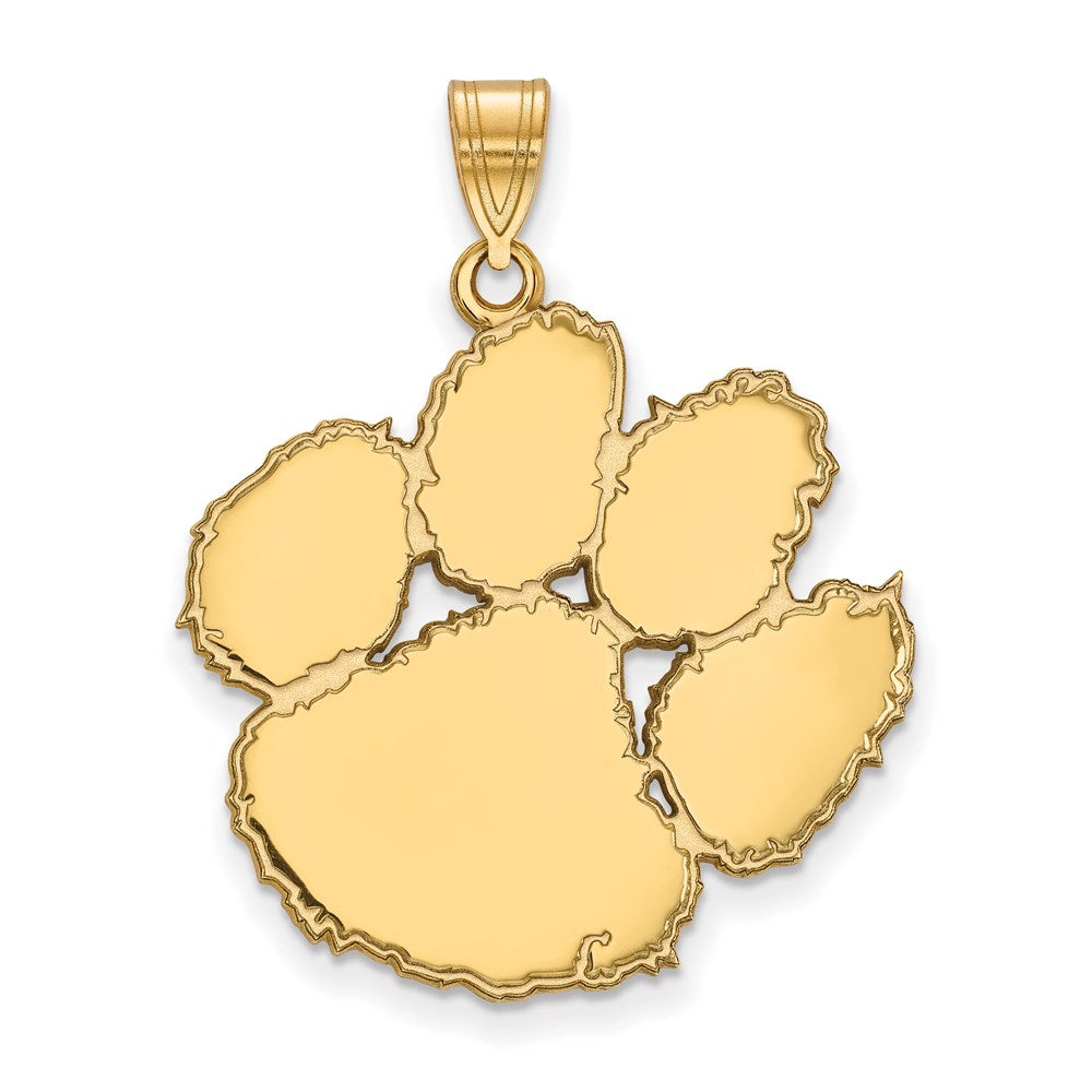 Sterling Silver Gold-plated LogoArt Clemson University Tiger Paw Extra Large Pendant