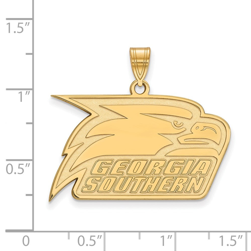 Sterling Silver Gold-plated LogoArt Georgia Southern University Eagle Large Pendant