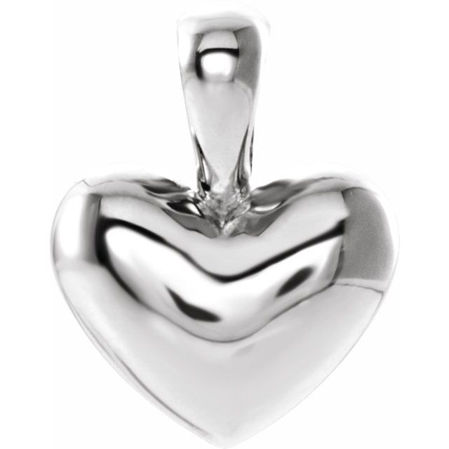 14K White 10.6x8.3 mm Youth Heart Pendant 1