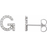 14K White .07 CTW Diamond Single Initial G Earring 1